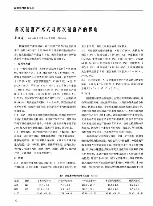 首次剖宫产术式对再次剖宫产的影响