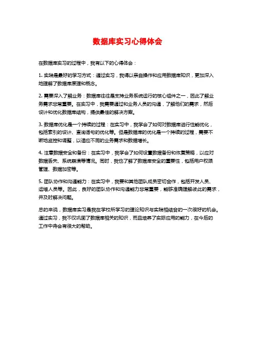 数据库实习心得体会 (3)