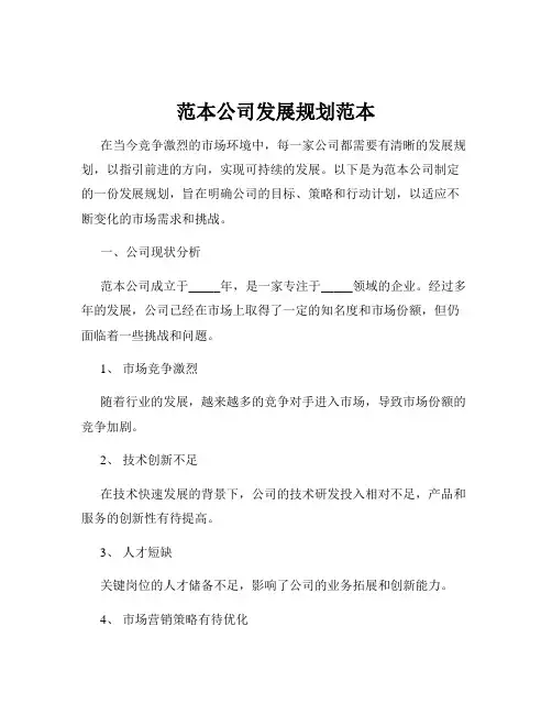 范本公司发展规划范本