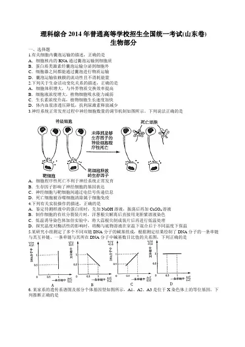 2014年高考真题——理综(山东卷)原卷版