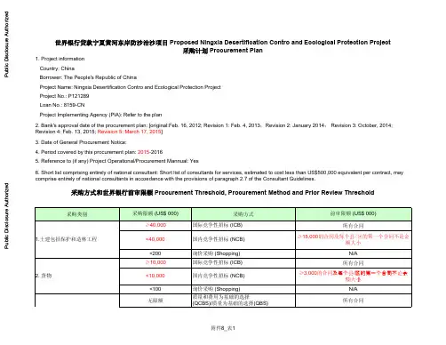 采购计划 Procurement Plan