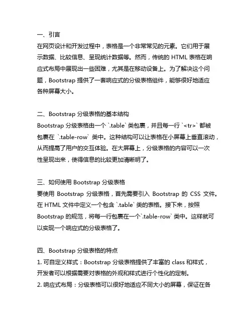 bootstrap 分级表格