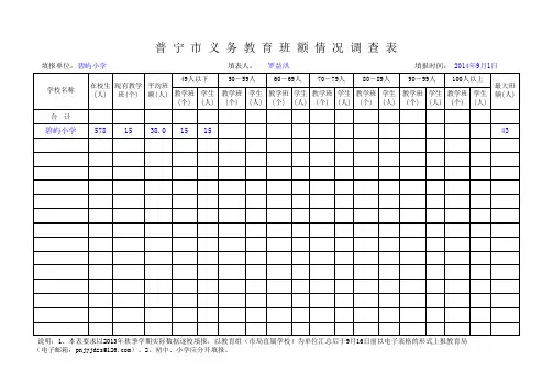 班额规模统计表(罗益洪完成)