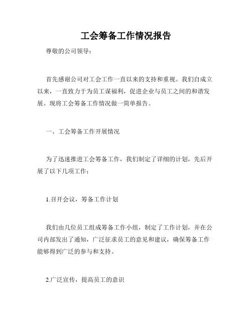 工会筹备工作情况报告
