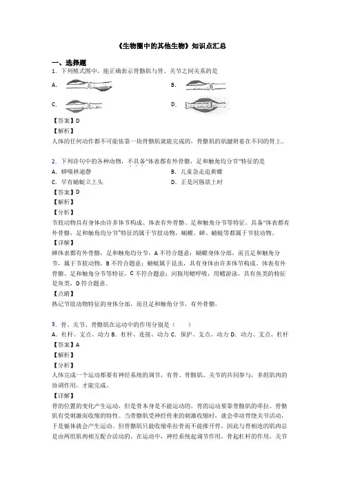 《生物圈中的其他生物》知识点汇总