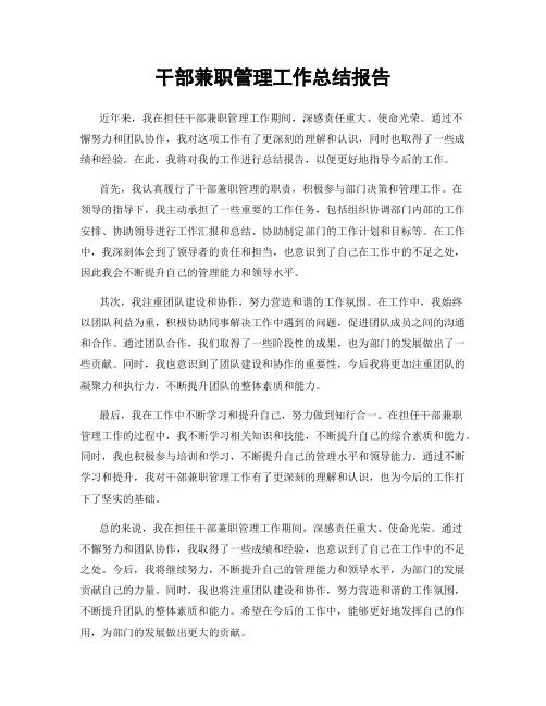 干部兼职管理工作总结报告
