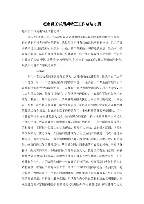 超市员工试用期转正工作总结6篇