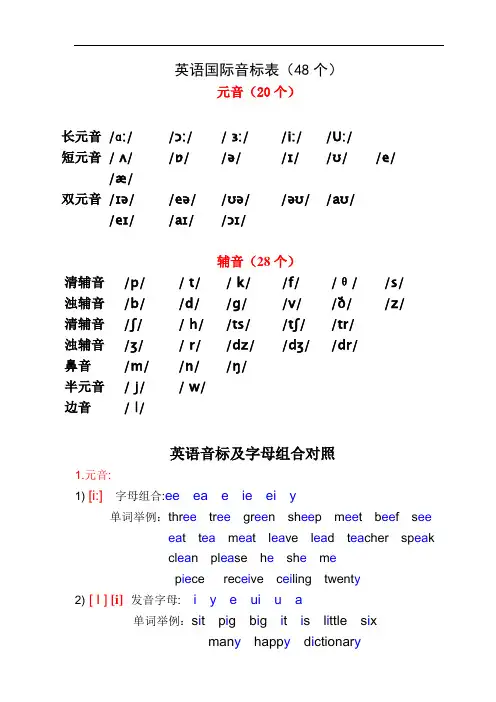 湘少版三年级英语下册国际音标和字母组合的发音