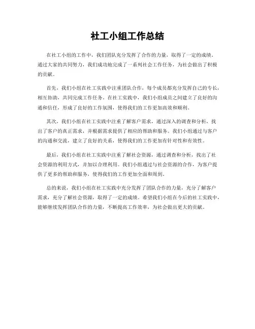 社工小组工作总结