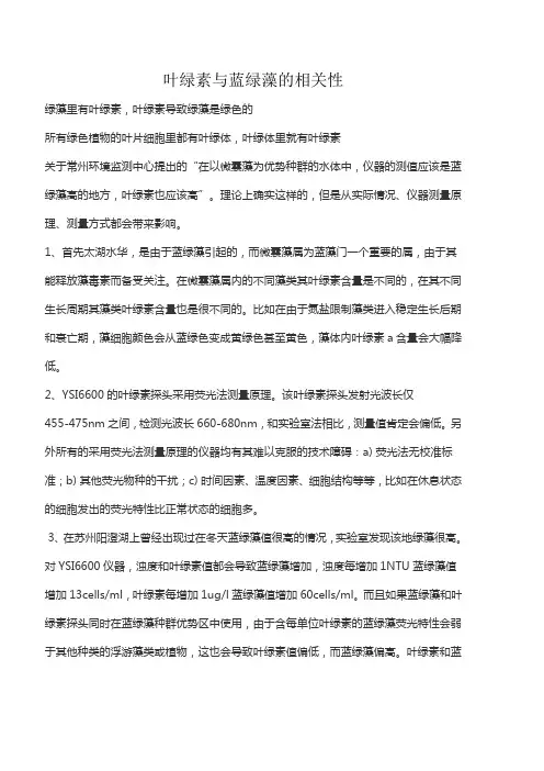 叶绿素与蓝绿藻的相关性