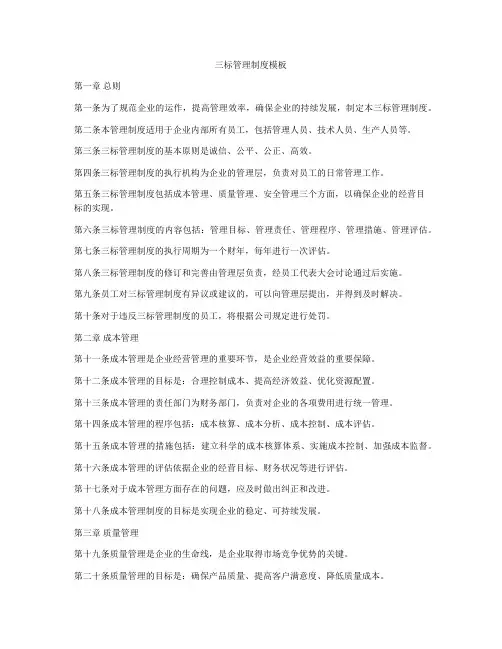 三标管理制度模板