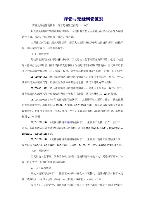 焊管与无缝钢管区别
