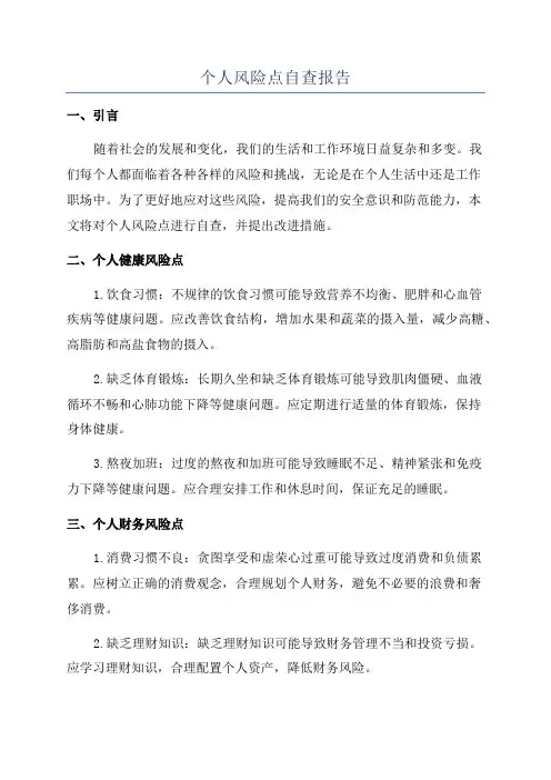 个人风险点自查报告