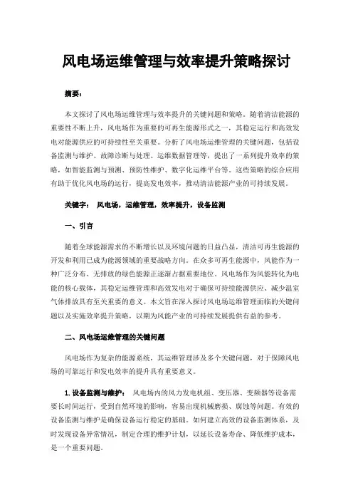 风电场运维管理与效率提升策略探讨