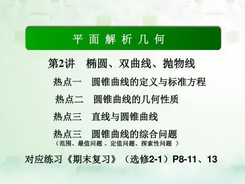 圆锥曲线(2018-2)