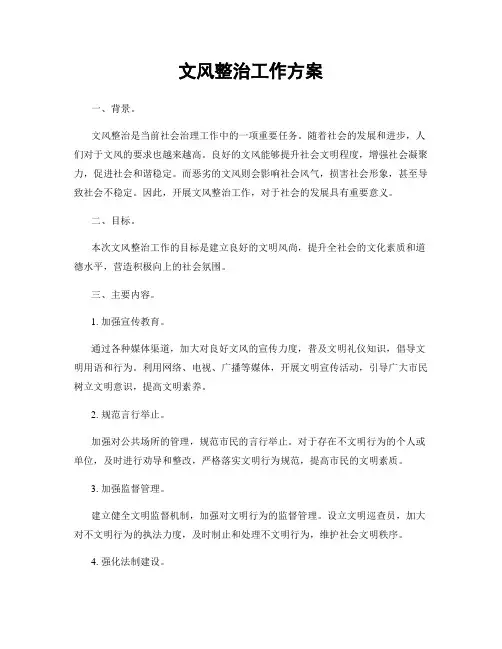 文风整治工作方案