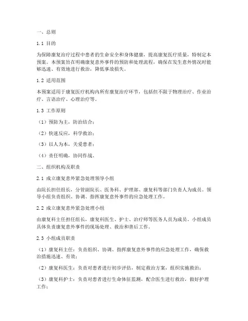 康复意外紧急处理预案题