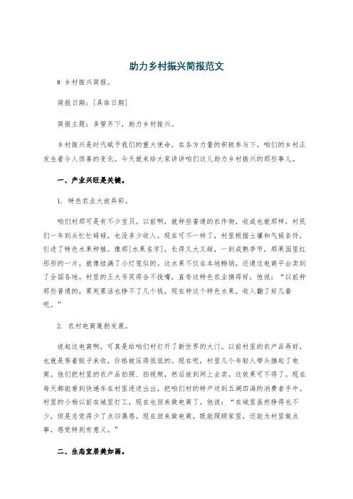 助力乡村振兴简报范文