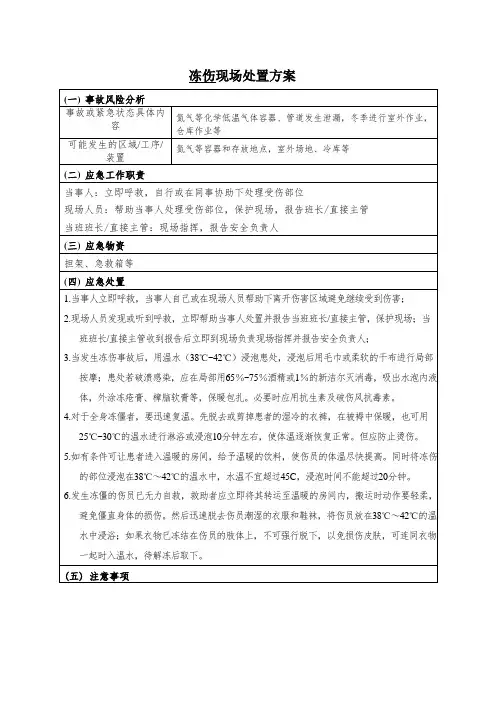 冻伤现场处置方案