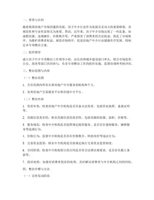 房子中介专项整治方案
