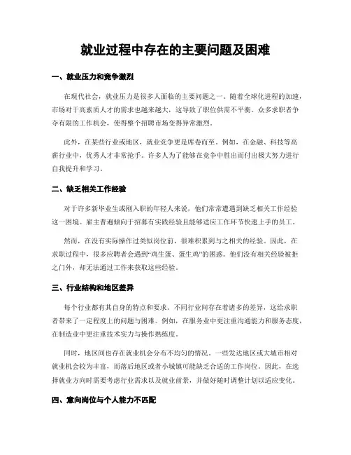 就业过程中存在的主要问题及困难