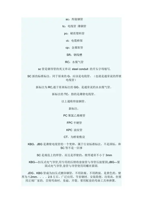 SC管MTTC管KBGJDG都是什么管