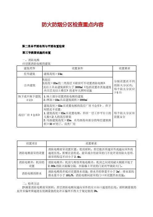 消防工程师考试防火防烟分区检查重点内容