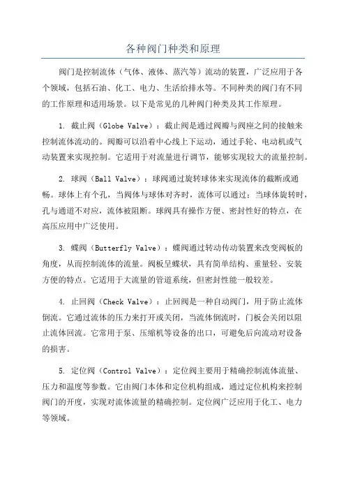 各种阀门种类和原理