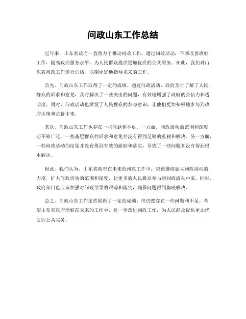 问政山东工作总结