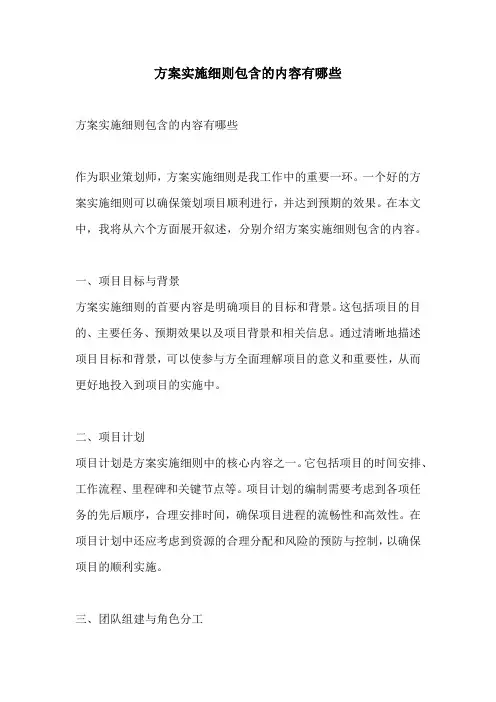 方案实施细则包含的内容有哪些