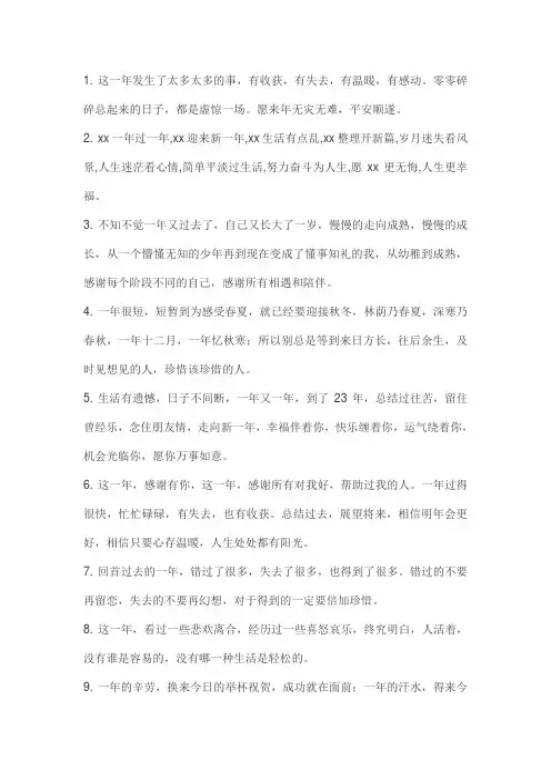 一年总结感悟经典语录短句