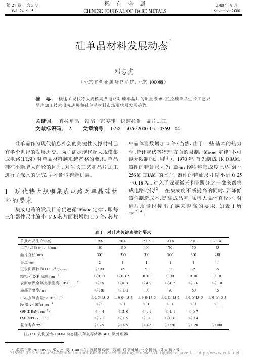 硅单晶材料发展动态_邓志杰