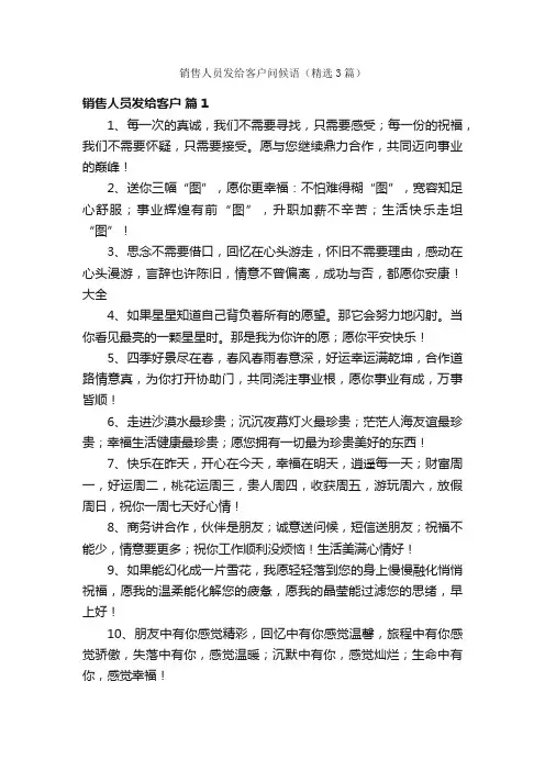 销售人员发给客户问候语（精选3篇）