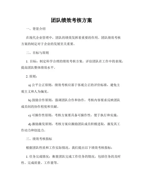 团队绩效考核方案