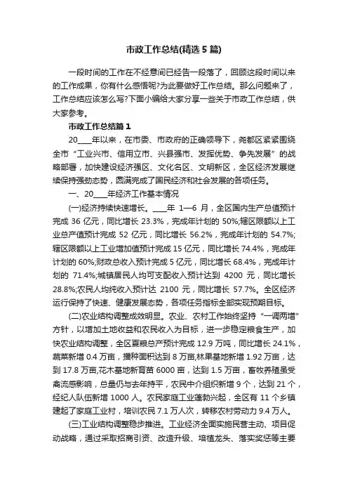市政工作总结（精选5篇）