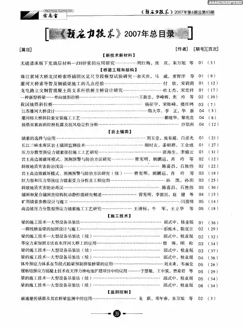《预应力技术》20007年总录