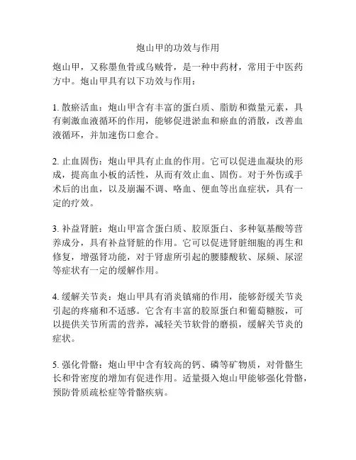 炮山甲的功效与作用