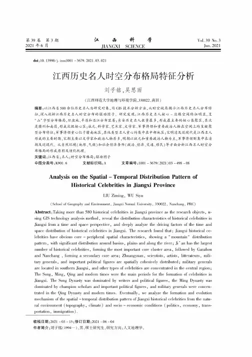 江西历史名人时空分布格局特征分析
