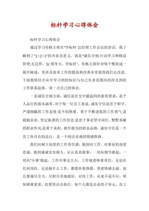 标杆学习心得体会