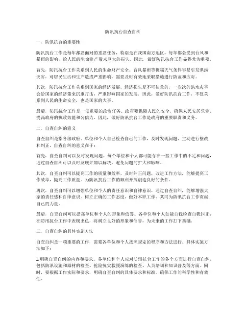 防汛抗台自查自纠
