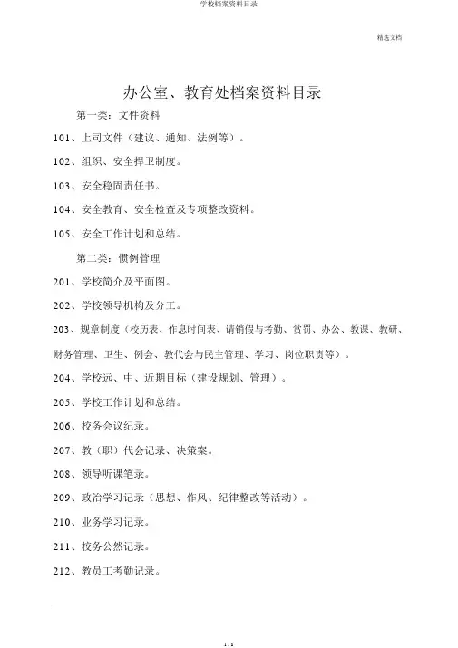 学校档案资料目录