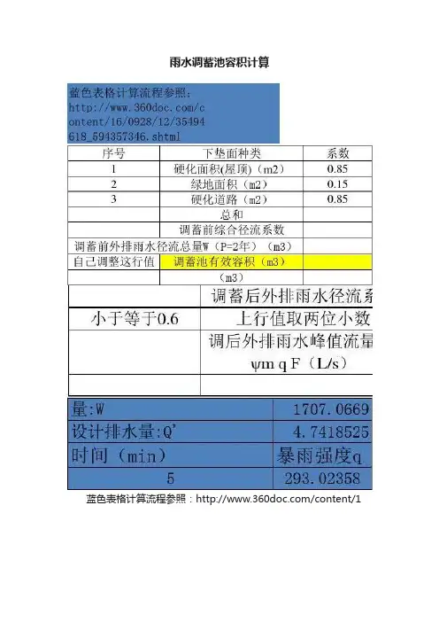 雨水调蓄池容积计算