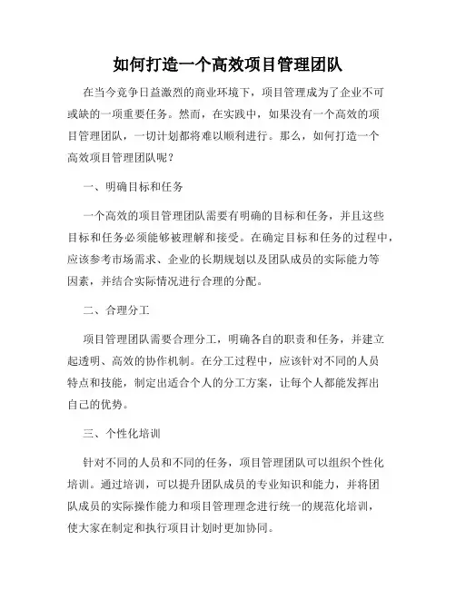 如何打造一个高效项目管理团队
