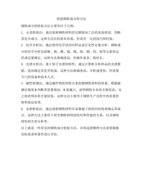 1019 检验钢铁成分的方法
