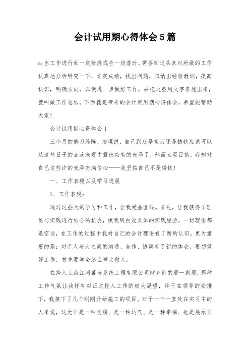 会计试用期心得体会5篇