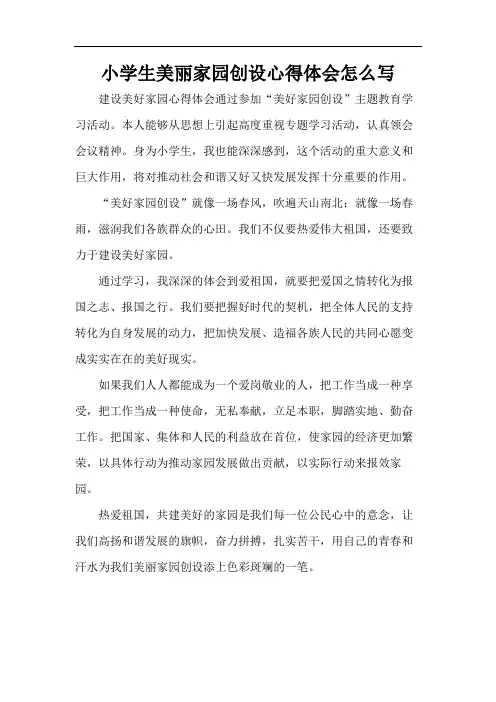 小学生美丽家园创设心得体会怎么写