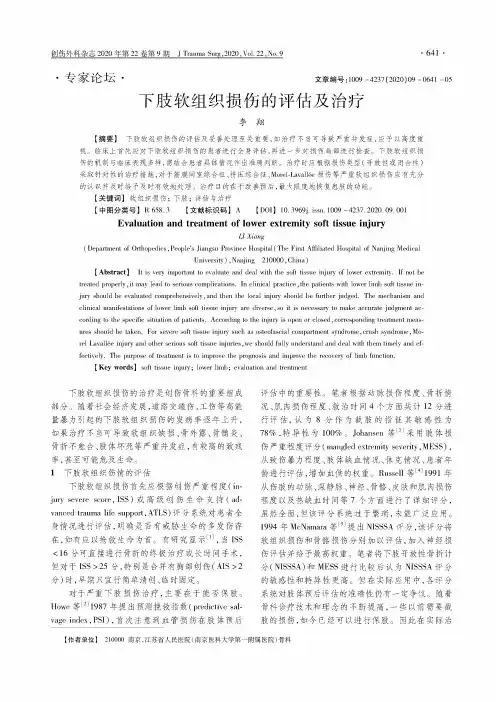 下肢软组织损伤的评估及治疗