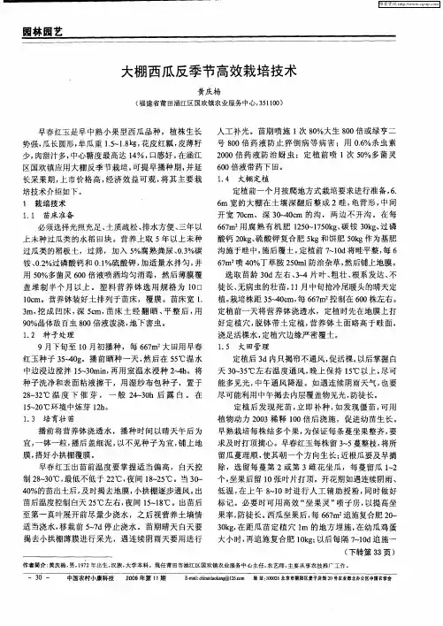 大棚西瓜反季节高效栽培技术