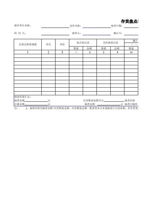 存货盘点表以及存货清查明细表模板