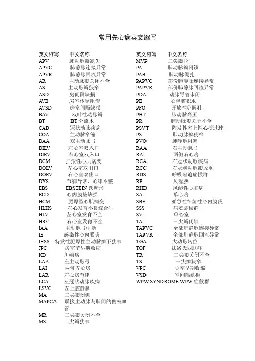 先心病英文缩写